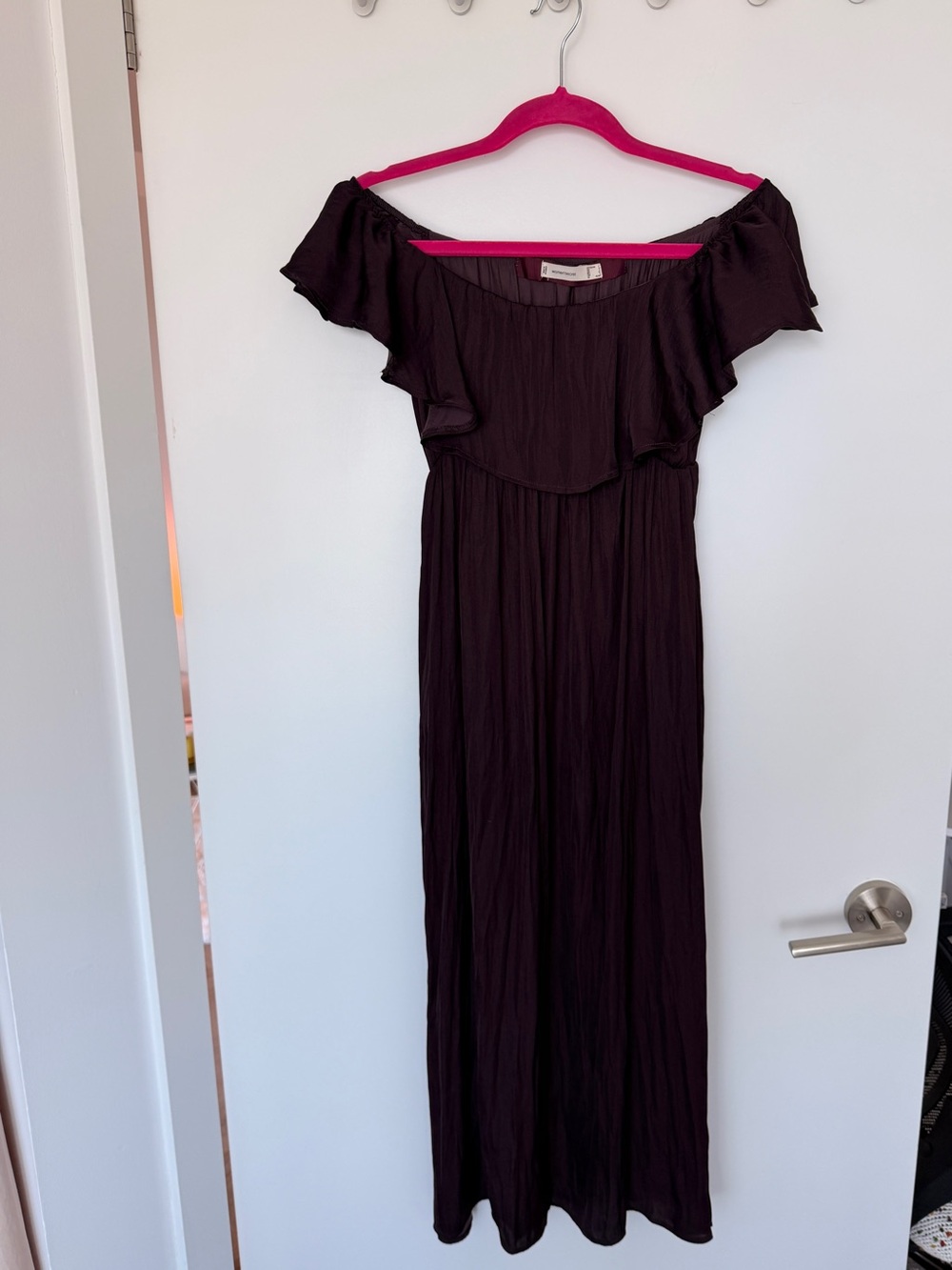 Off-Shoulder Maxi Dress in Dark Purple - Picture 3 of 5